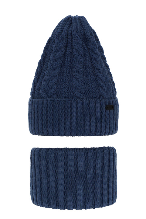 Boy's winter set: hat and tube scarf blue Colins