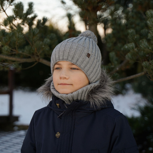 Winterset Jungen: Mütze und Schlauchschal mit Bommel khaki Wiliam