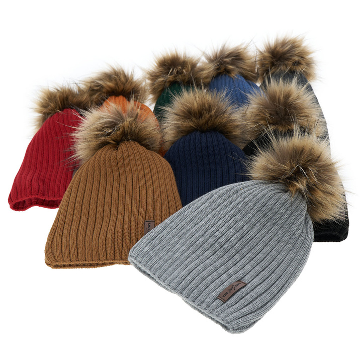 Boy's winter hat orange Amur with pompom