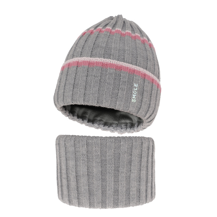 Girl's winter set: hat and tube scarf grey Judit