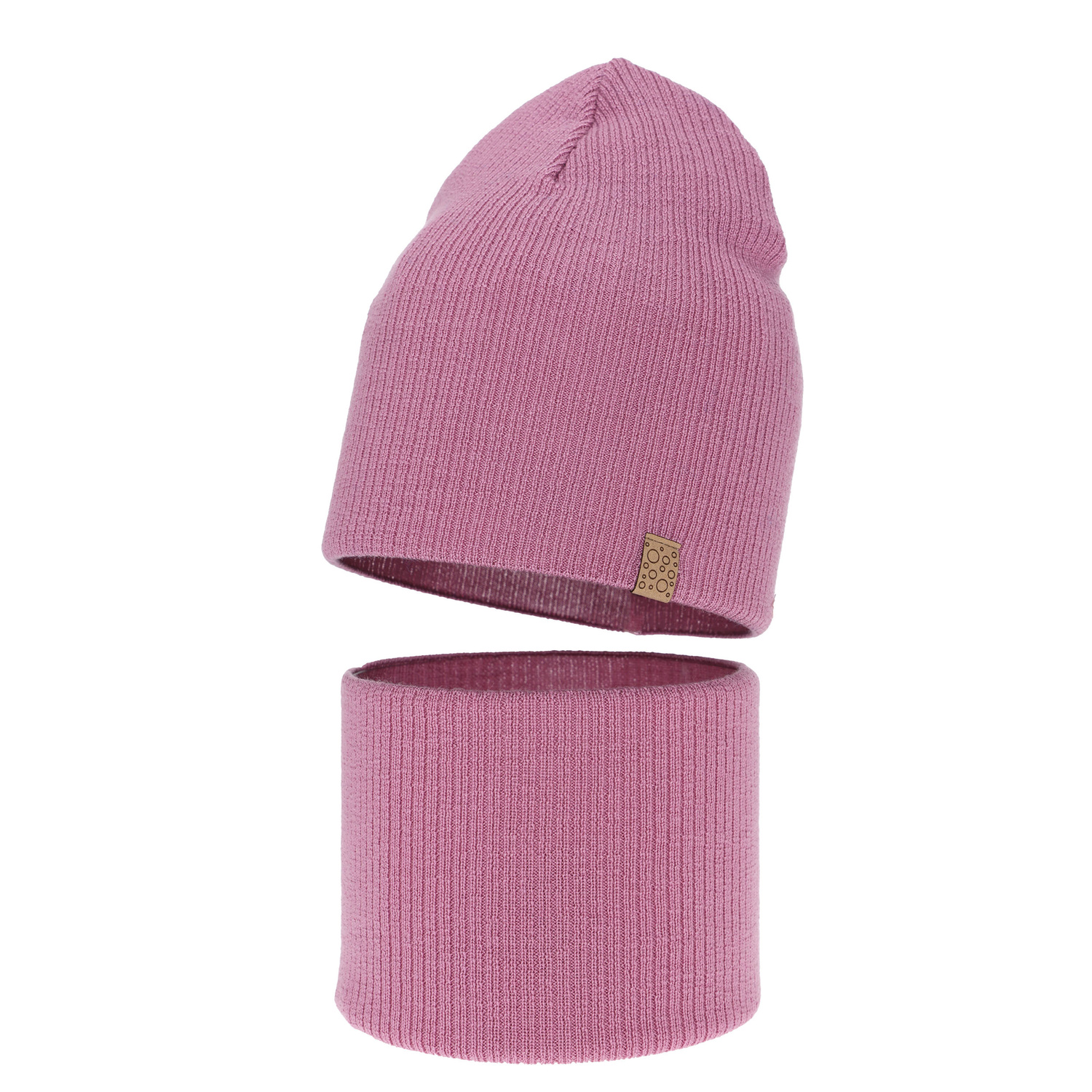 Girl spring autumn set hat and tube scarf violet 100% extra fine merino wool Ricona