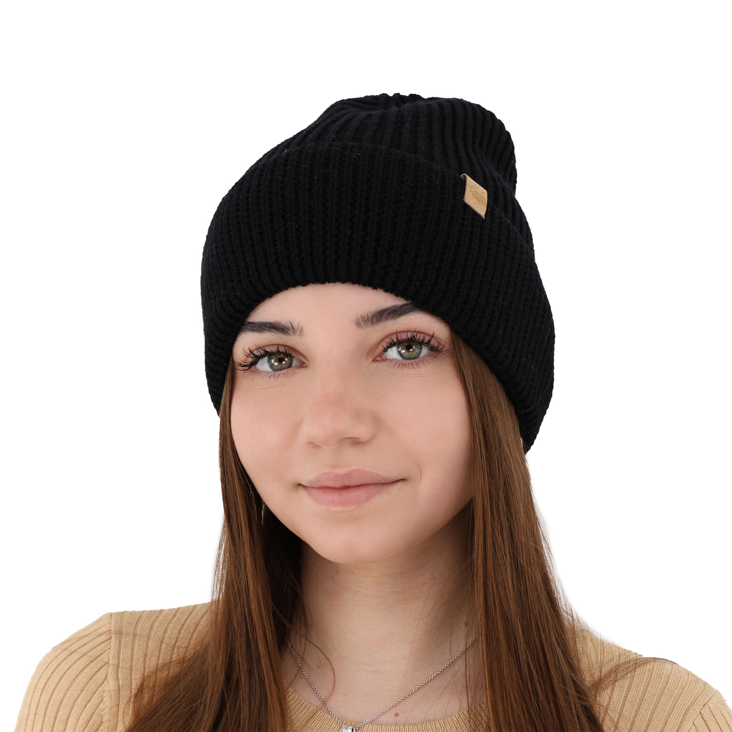 Woman's winter hat, camel, 100% merino wool, Isla