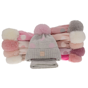 Girl's winter set: hat and scarf white with pompom Agostina