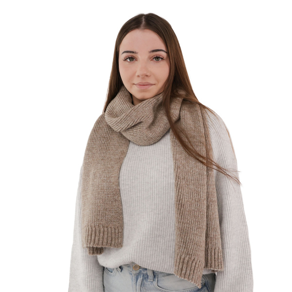 Women's winter scarf beige merino wool Loretta