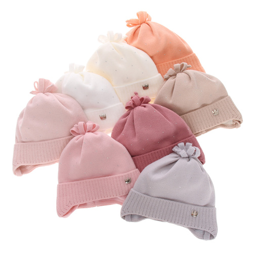 Girl's spring/ autumn hat beige Oliwka with ears