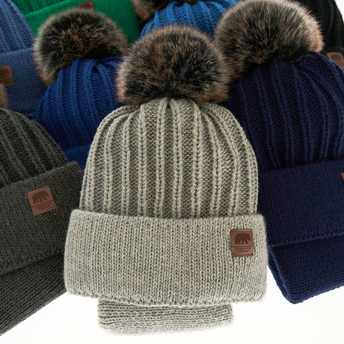 Boy's winter set: hat and tube scarf camel Havier with pompom