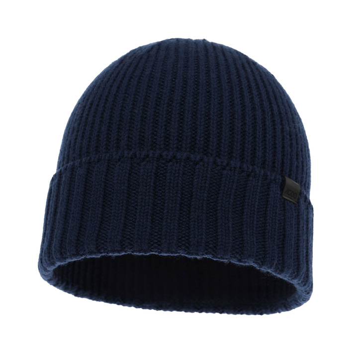 Men's winter hat navy blue 100% extra finemerino wool seamless Bruner