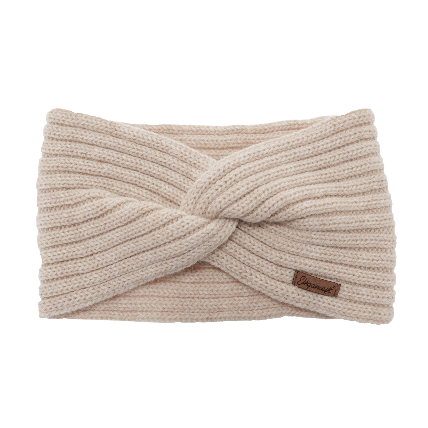 Woman's winter headband, light beige, 100% merino wool, Veka
