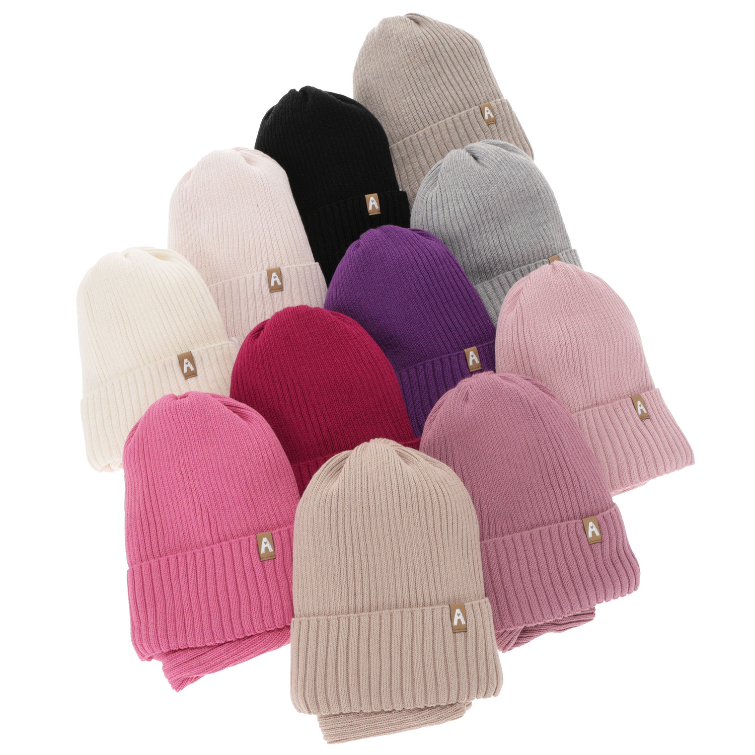 Girl's winter set: hat and tube scarf ecru merino wool Peggy