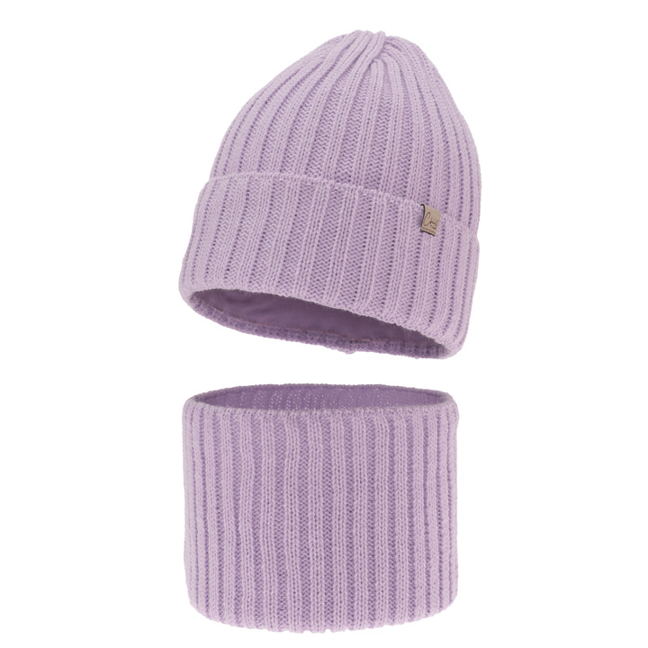 Girl's winter set: hat and tube scarf violet Mitti