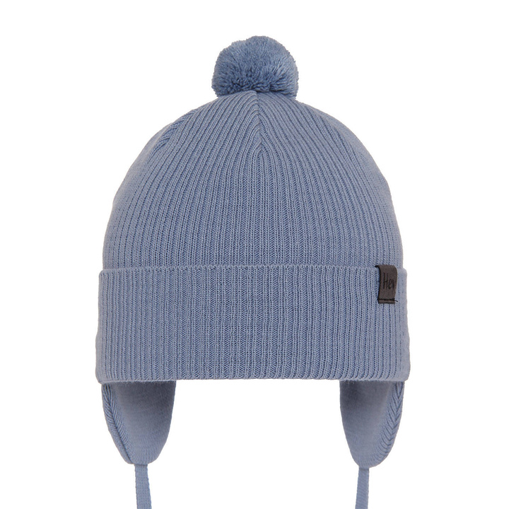 Boy's spring/ autumn hat blue Axel with pompom