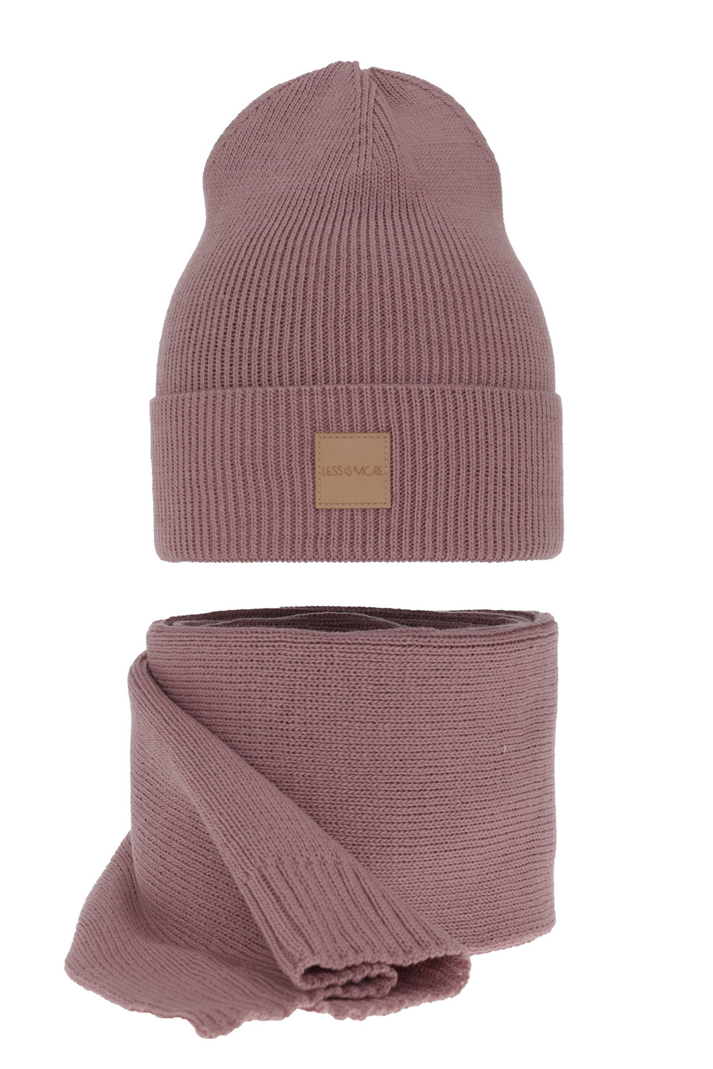 Women's spring and winter set: hat and scarf pink Nathalie