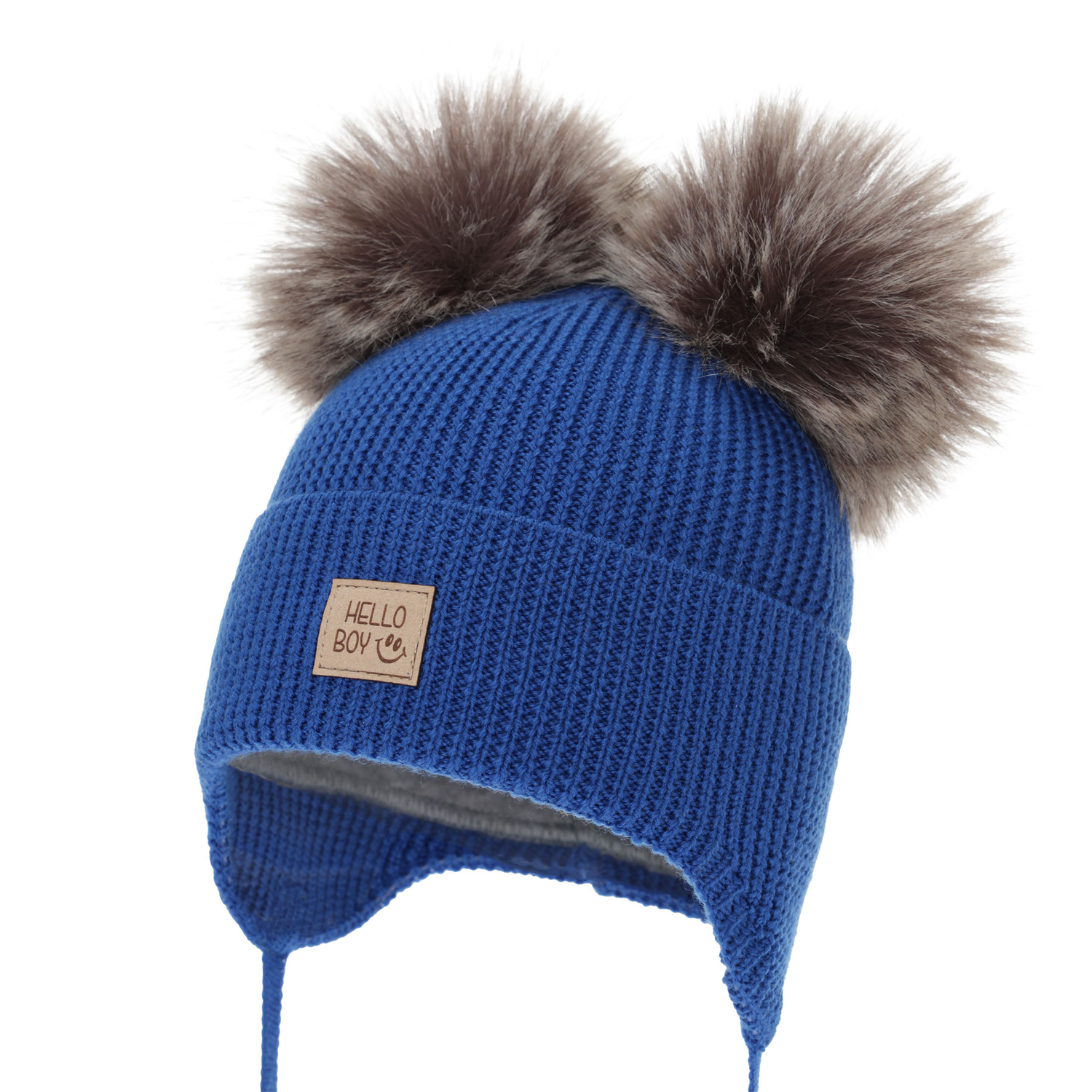 Boy's winter hat, blue, 100% merino wool, wool fleece lining, Tambor