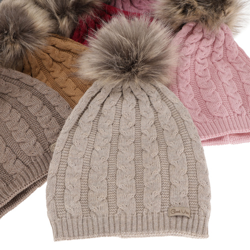 Woman's winter hat violet merino wool Bafi