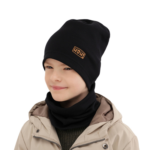 Boy's spring/ autumn set: hat and tube scarf black Frizer