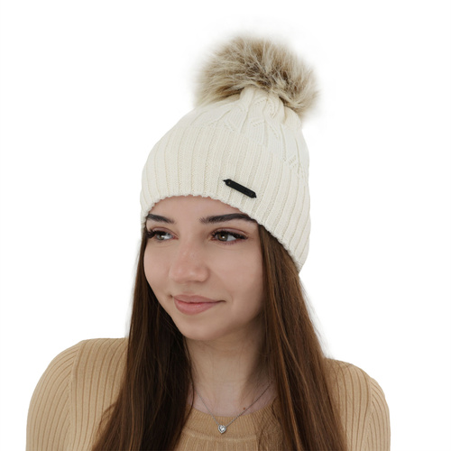 Woman's winter hat in pink merino wool Talaria