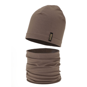 Boy's spring/ autumn set: hat and tube scarf brown Hobart