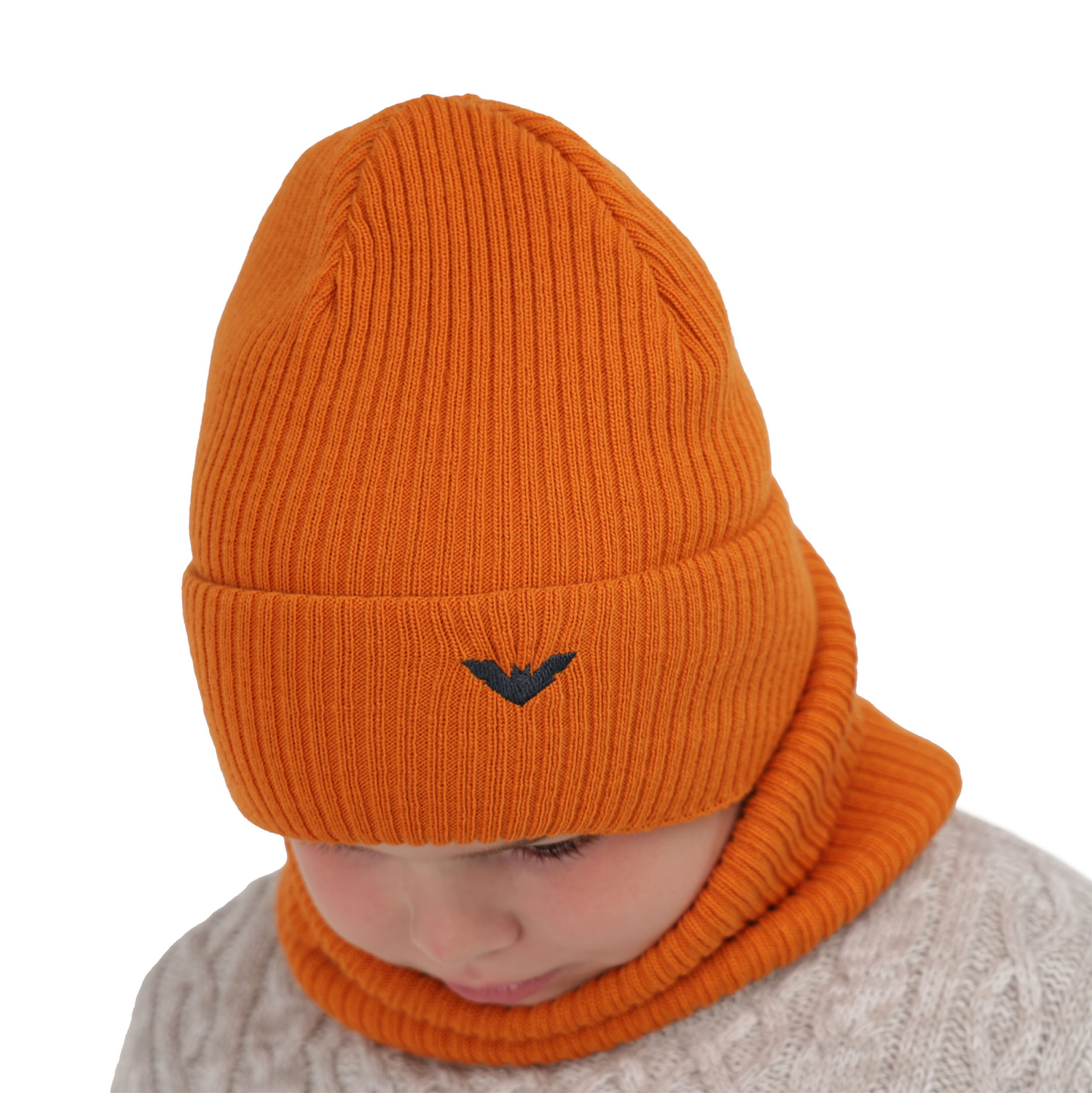 Boy's winter set: hat and tube scarf orange Romeo