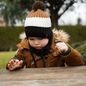 Boy's winter set: hat and tube scarf black Hary with pompom