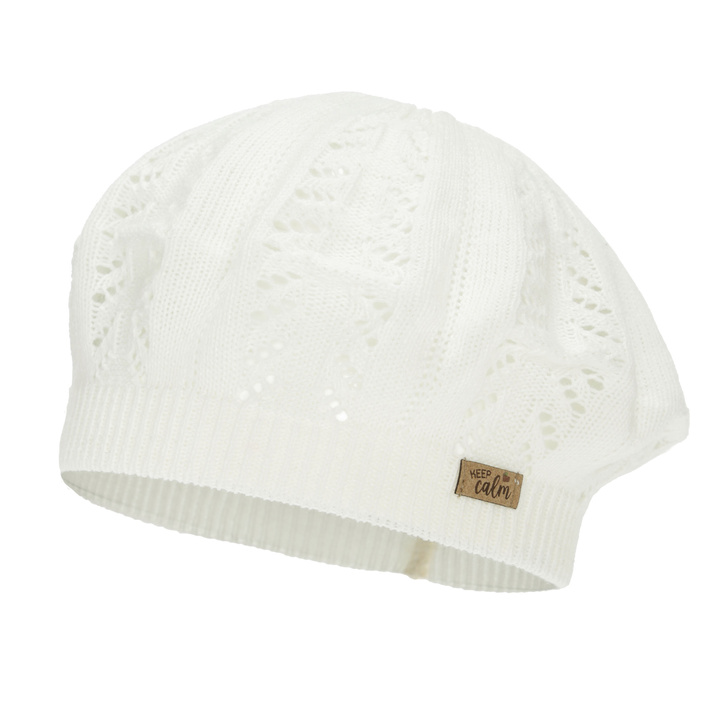 Girl's autumn/spring beret, cream, Kevira