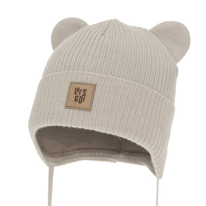 Boy's beige autumn, spring earflap hat Dewin
