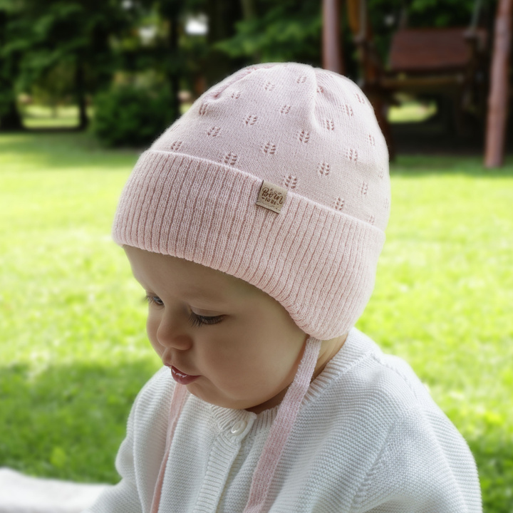 Girl's spring/ autumn hat, beige, with ears, Froya