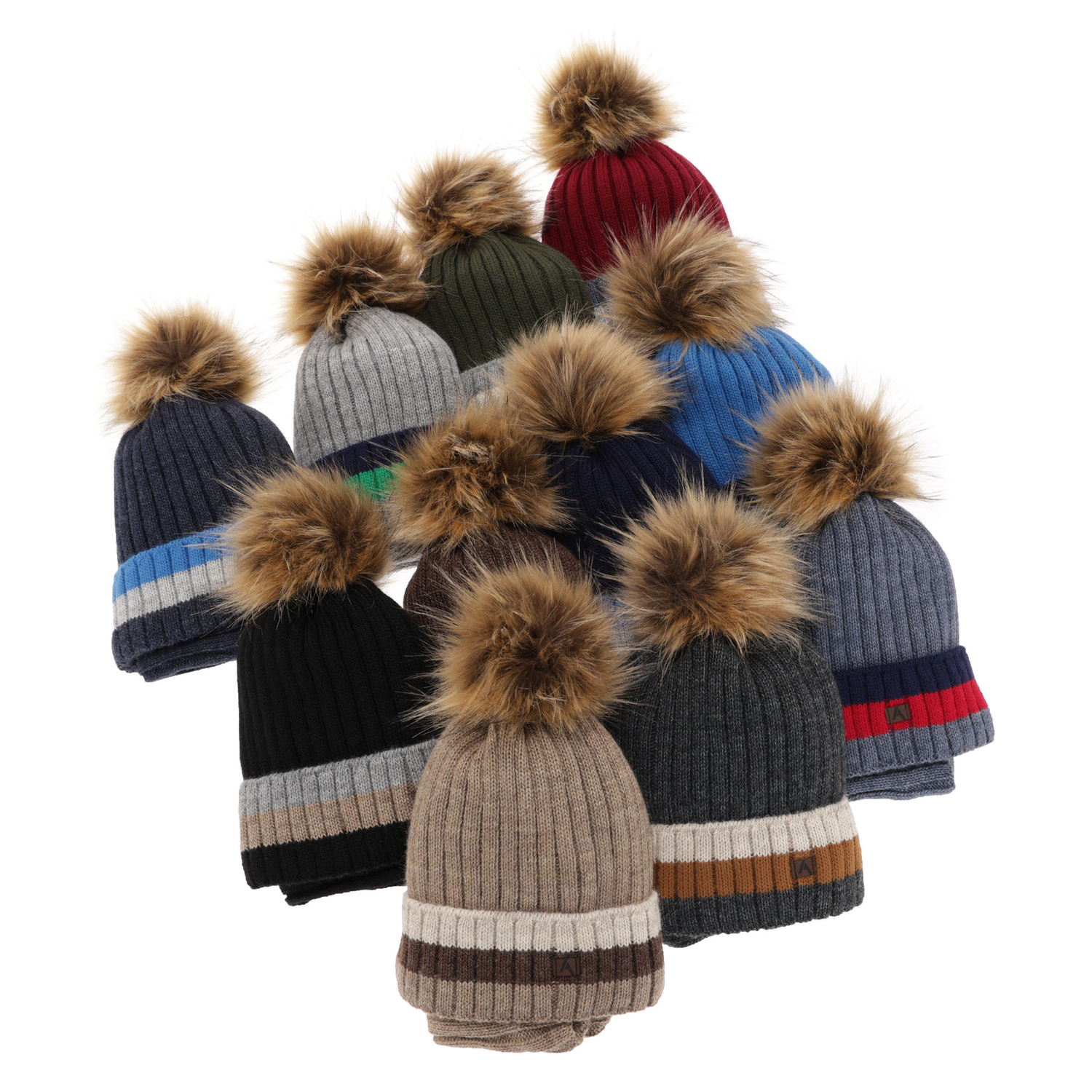 Boy's winter set: hat and tube scarf grey with pompom Beno