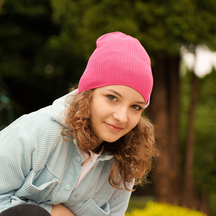 Girl's spring/ autumn set: hat and tube scarf pink Farinka