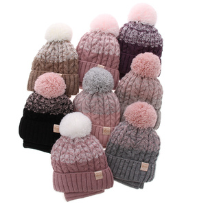Girl's winter set: hat and tube scarf pink Zendaya with pompom