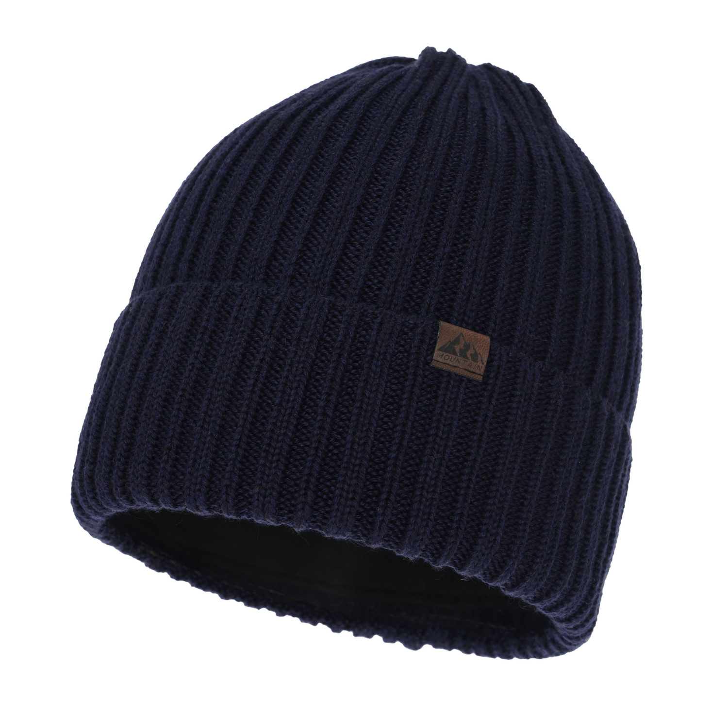 Men's winter hat, navy blue, with merino wool, Huno