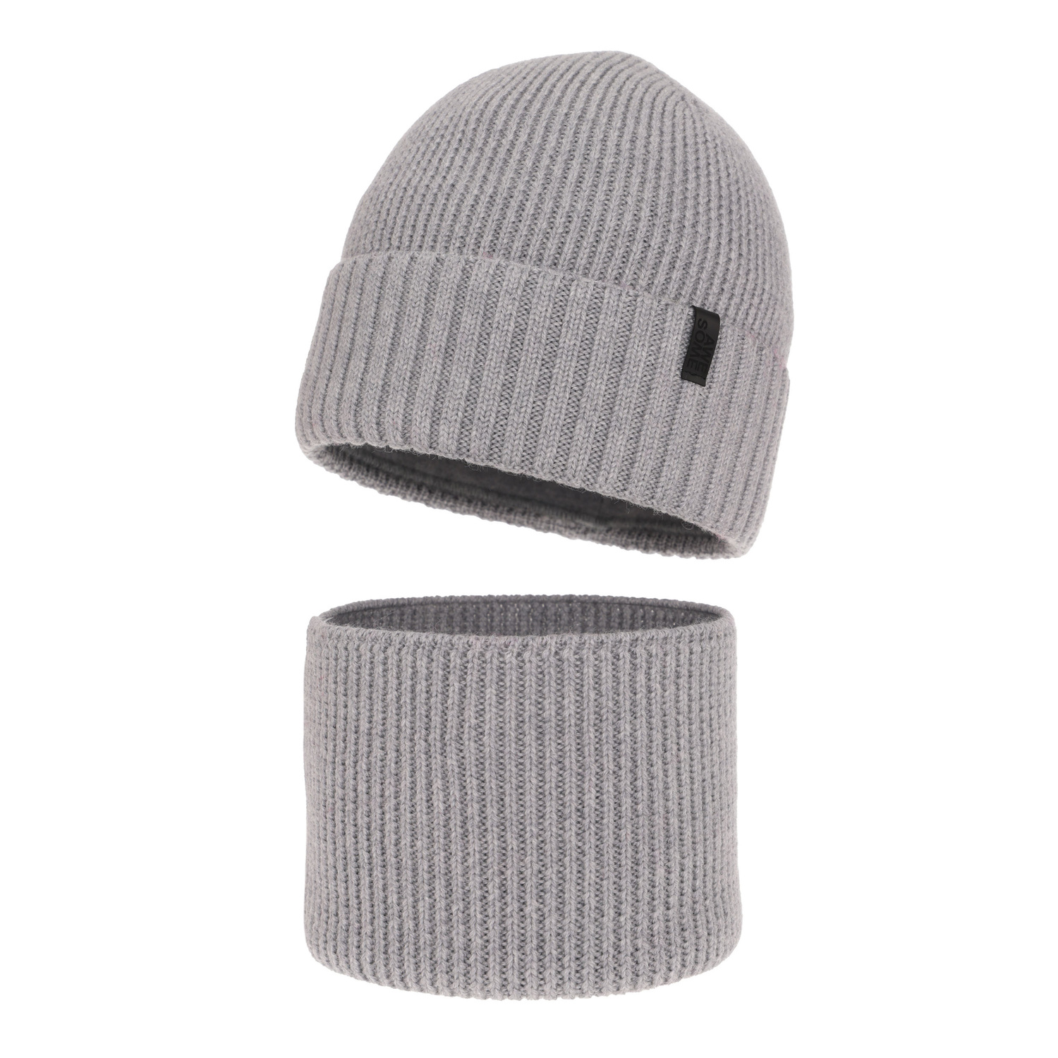 Boy's winter set: hat and tube scarf, 100% merino wool, with merino wool lining, grey Harbin