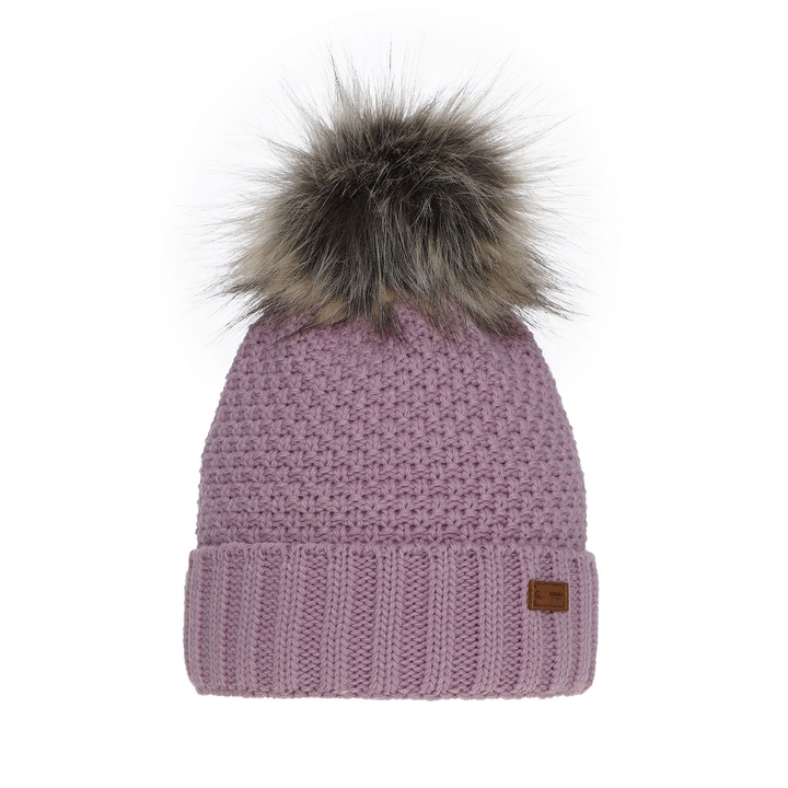 Girl's winter hat violet Pola with pompom