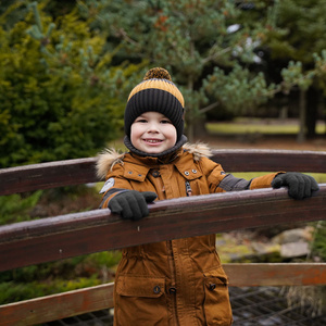 Boy's winter set: hat and tube scarf red Karson with pompom