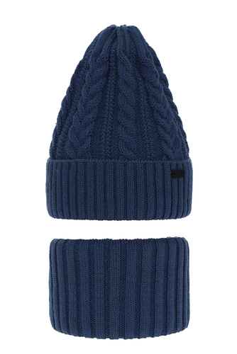Boy's winter set: hat and tube scarf blue Colins