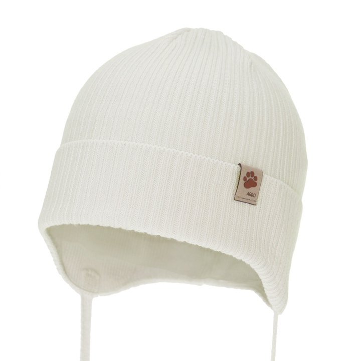Boy's spring/ autumn hat, cream, with ears, 100% cotton, Elmar