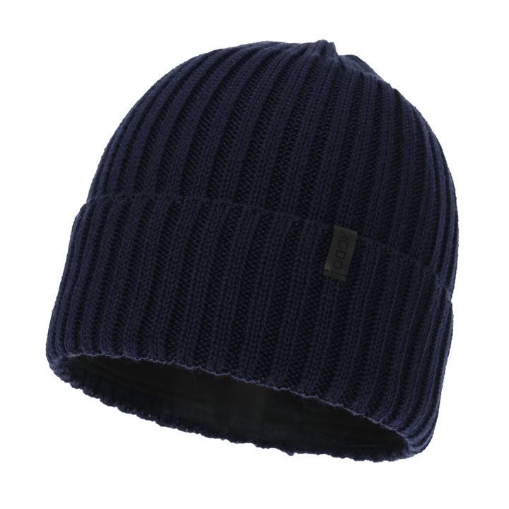 Men's winter hat, navy blue, with merino wool, Tyrol