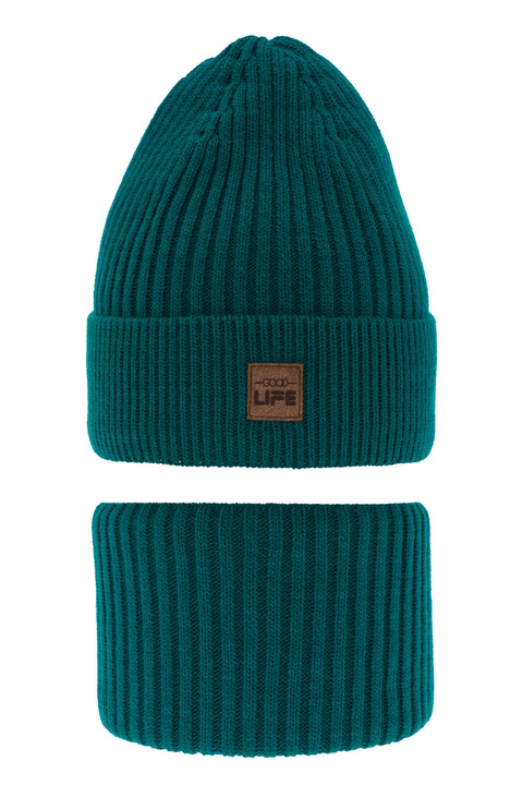 Boy's winter set: hat and tube scarf green Basilio