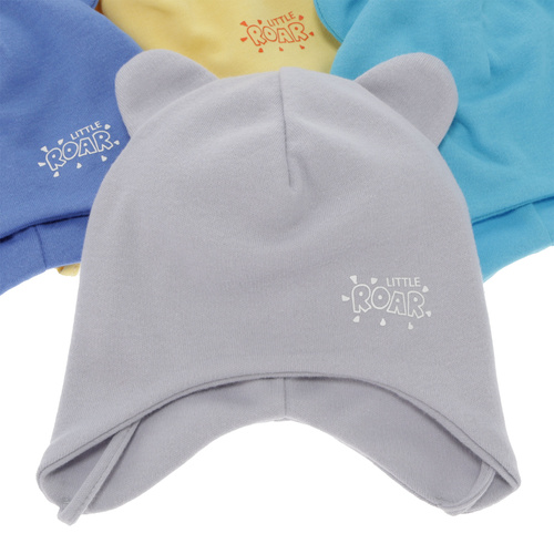 Boy's spring/ autumn hat, grey, cotton, with ears, Alrik