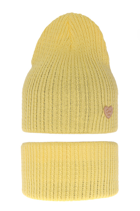 Girl's spring/ autumn set: hat and tube scarf yellow Wega