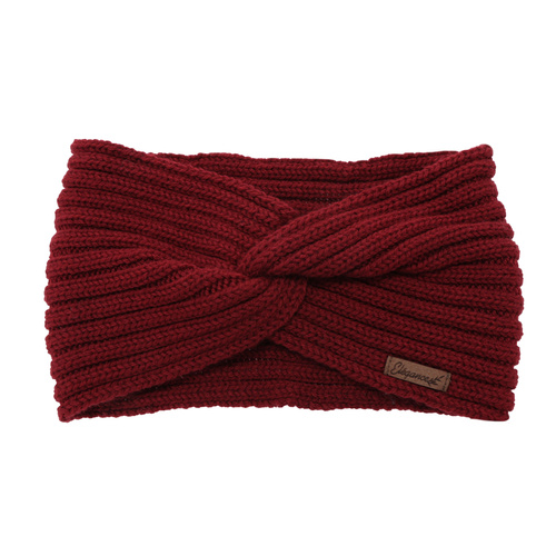 Woman's winter headband, burgundy, 100% merino wool, Veka