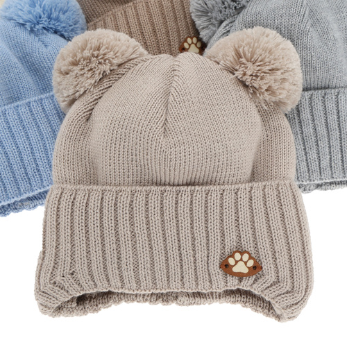 Boy's winter hat winter, with ears, with merino wool, blue, Rimini