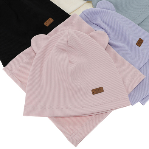 Girl's spring, autumn set: hat and tube scarf, cotton, ecru Georgea