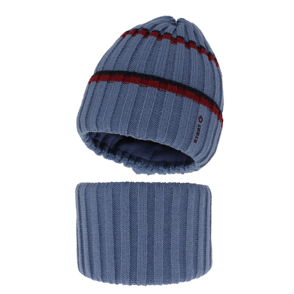 Boy's winter set: hat and tube scarf blue Bastien
