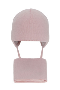 Girl's winter set: hat and scarf pink Moli