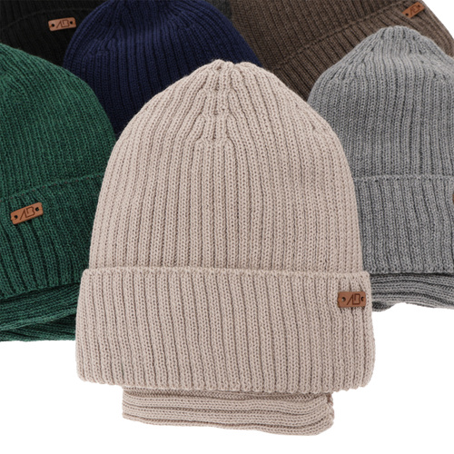 Boy's winter set: hat and tube scarf grey merino wool Palermo