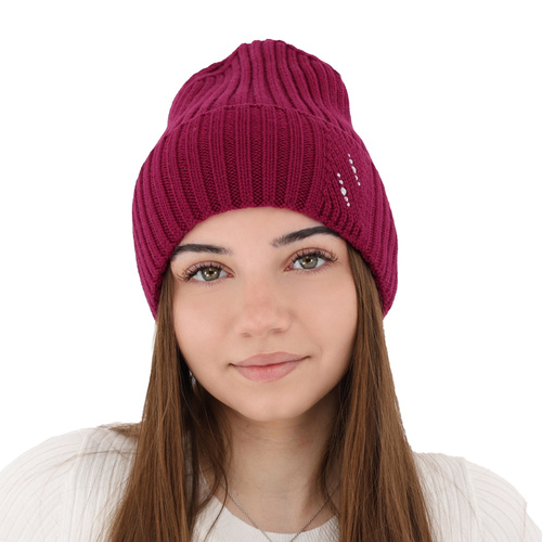 Woman's winter hat pink Ariga 100% extra fine merino wool