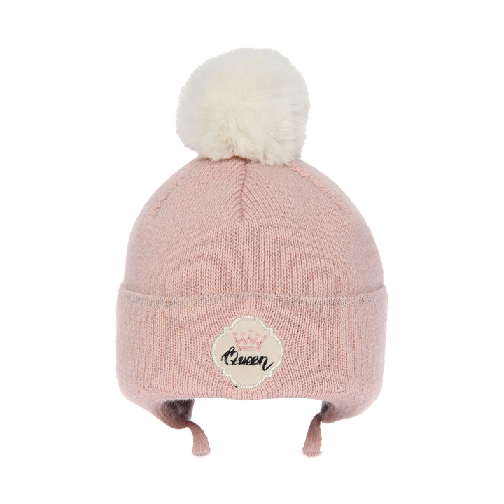 Girl's winter headband pink Rota with pompom