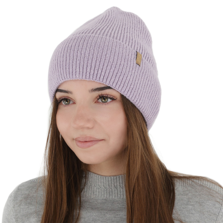 Woman's winter hat, purple, with merino wool, Tahoe