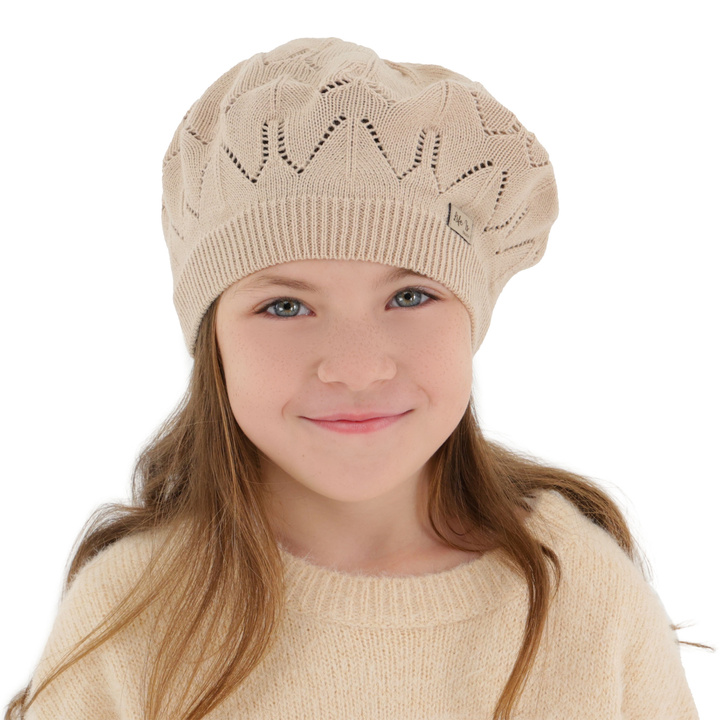 Girl's spring/ autumn beret, beige, Liveria
