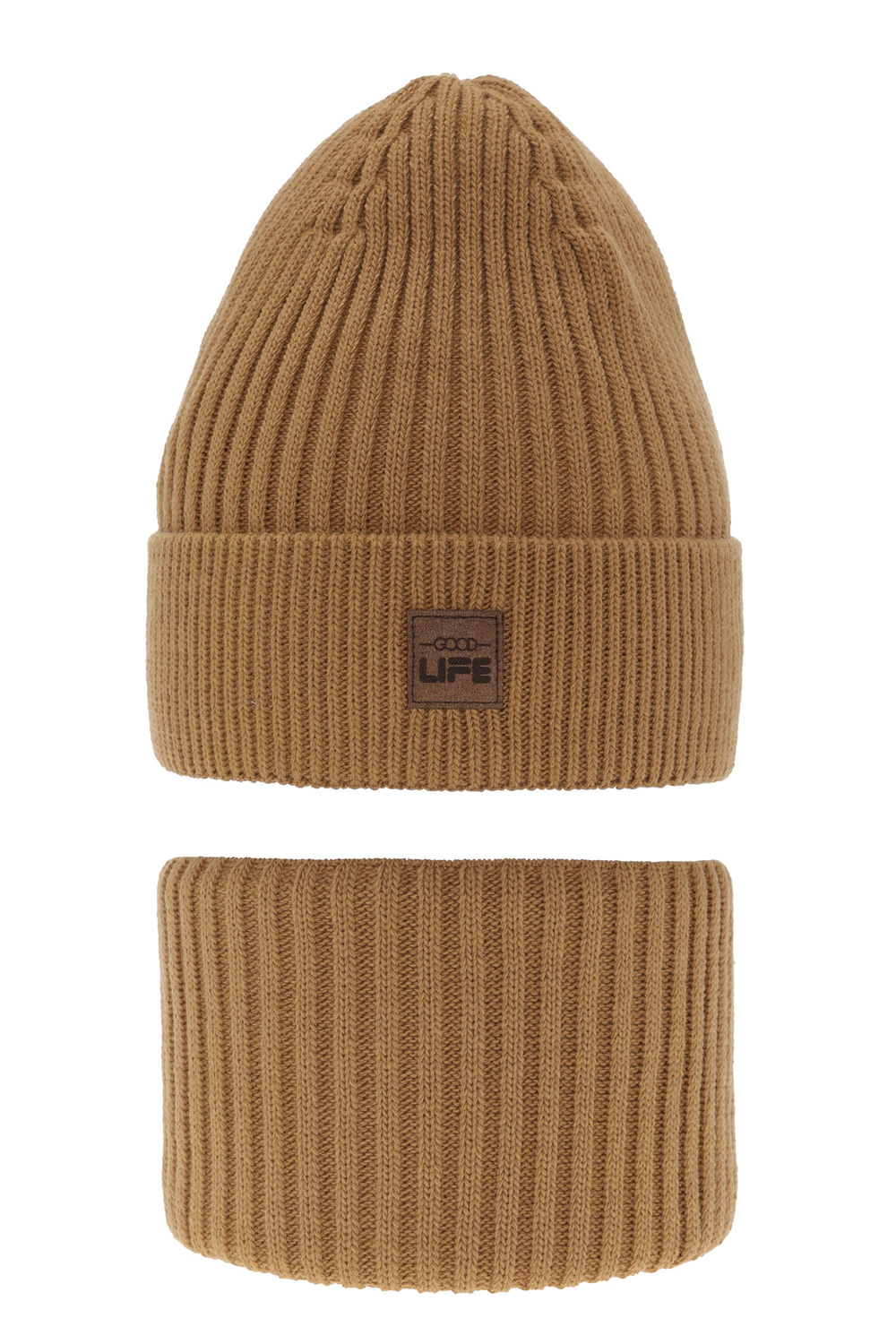 Boy's winter set: hat and tube scarf camel Basilio